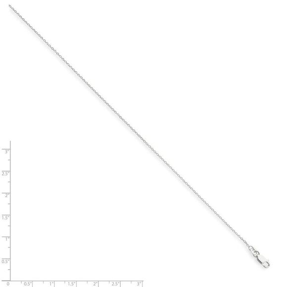 1.25mm Rhodium Plated Sterling Silver Cable Chain Necklace, 18-20 Inch - Picture 2 of 7